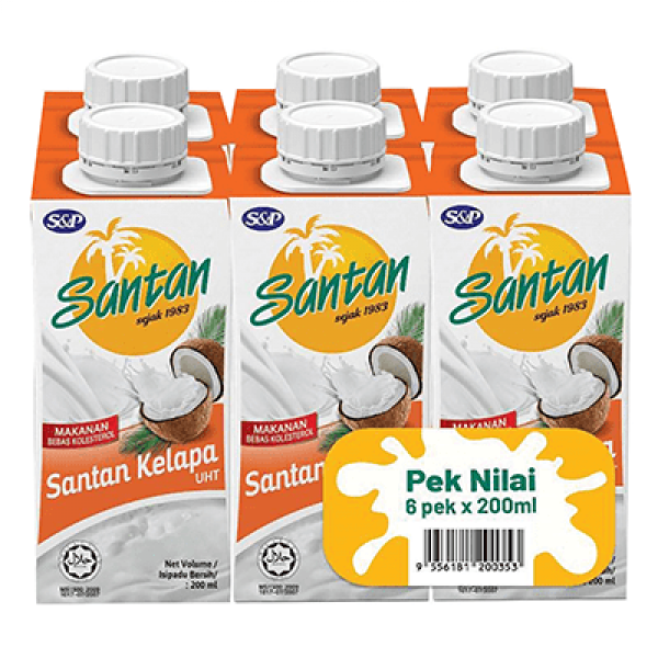 S&p Santan Coconut Milk 200mlx6