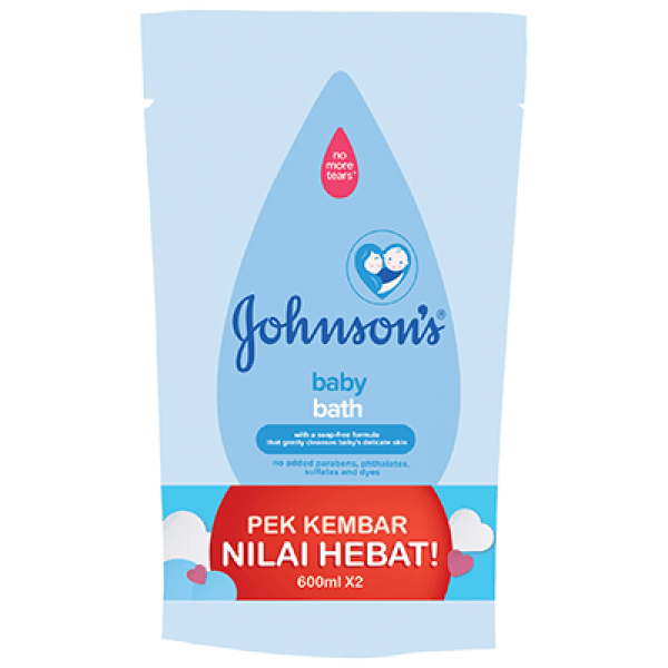 Johnsons Baby Bath 2×600ml Refill Regular
