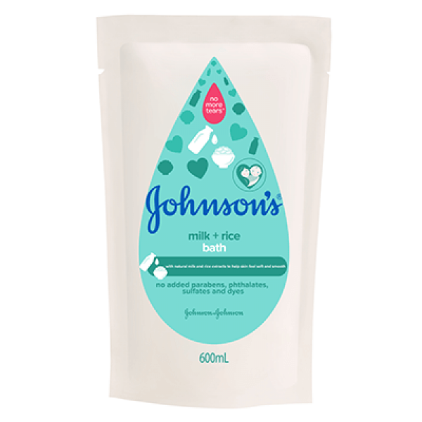 Johnsons Baby Bath 600ml Refill Milk+rice