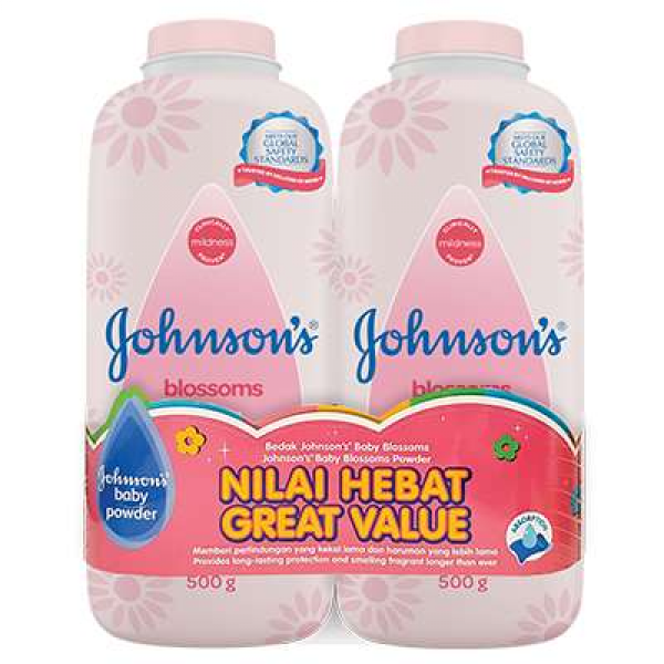 Johnsons Baby Powder 2×500g Blossoms