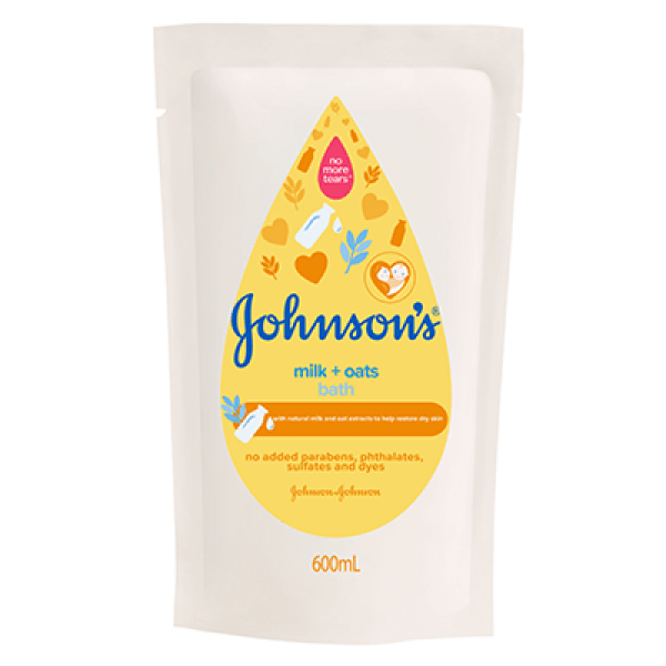 Johnsons Baby Bath 600ml Refill Milk+oats
